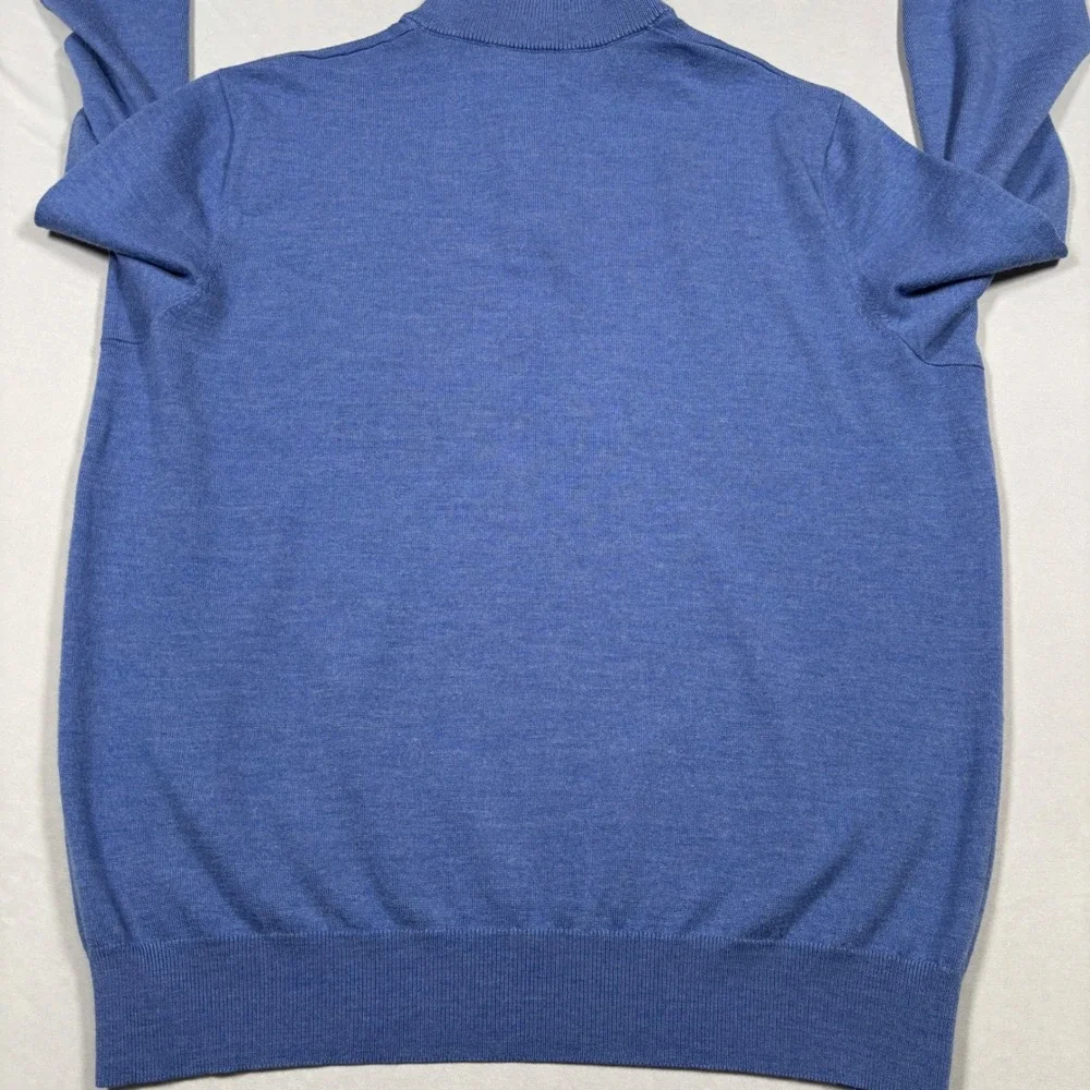 Polo Golf Ralph Lauren Pullover Mens XL Blue 100% Merino Wool 1/4 Zip Sweater